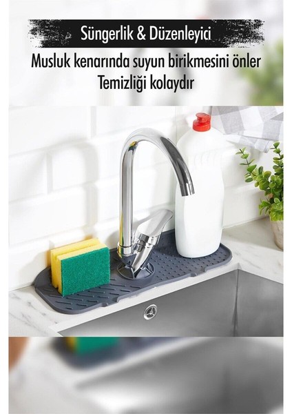 Gri Çok Amaçlı Lavabo ve Bulaşık Kurutma Matı Seti fırsatları