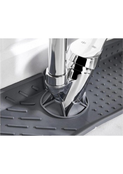 Gri Çok Amaçlı Lavabo ve Bulaşık Kurutma Matı Seti