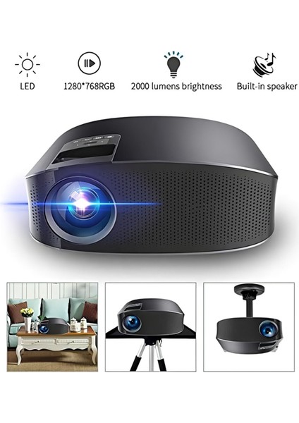 YG600 2000 Lümen 1080P 30000 Saat LED Projektör Hdmı/vga /usb/sd/av Input Projeksiyon Cihazı fiyatları
