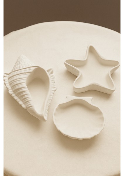 3’lü Deniz Kabuk Tasarım Seramik Takı ve Dekoratif Tabak Seti Deniz Kabuk Modeli fiyatları