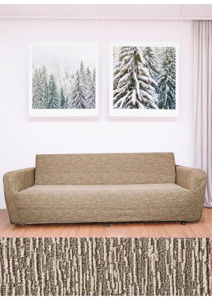 Taş Gri Düz Jakarlı 3 Kişilik Kanepe ve Çekyat Kılıfı, Lastikli, Şık ve Koruyucu