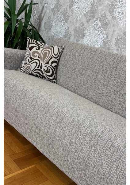 Taş Gri Düz Jakarlı 3 Kişilik Kanepe ve Çekyat Kılıfı, Lastikli, Şık ve Koruyucu fiyatları