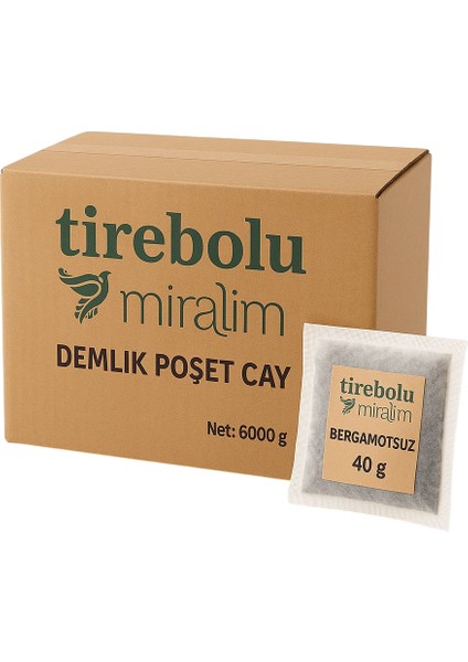 Bergamotsuz Demlik Poşet Çay – 6000 G Koli – 40 G x 150 Adet