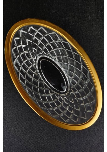 Altın Renkli Oval Cam Gondol Şekerlik ve Sunumluk, Şık ve Zarif Tasarım, 14,5 cm