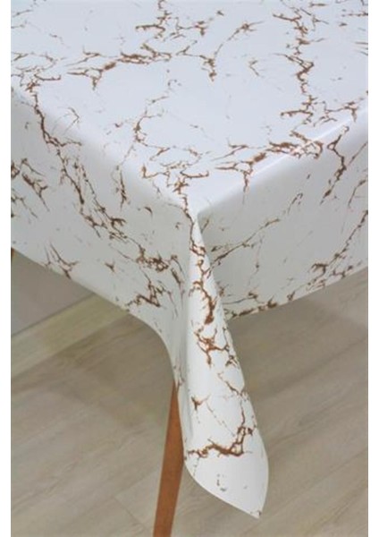 Elyaflı Silinebilir Mermer Desenli Masa Örtüsü Kahve Renkli fiyatları