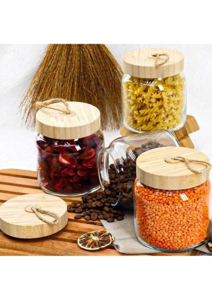 Turuncu Bambu Kapaklı 575 ml Kavanoz, Şık ve Kullanışlı Saklama Çözümü fiyatları
