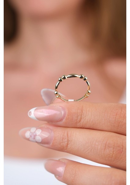 14 Ayar Altın Top Detay Yüzük 877 modelleri