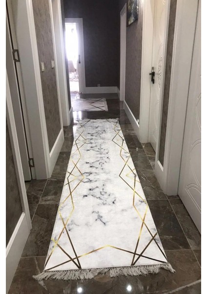 Yolluk Halı – Kaymaz Tabanlı, Yıkanabilir, Yumuşak Dokulu, Şık ve Dayanıklı Tasarım (Platin Gold Yolluk)