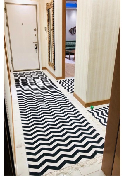Yolluk Halı – Kaymaz Tabanlı, Yıkanabilir, Yumuşak Dokulu, Şık ve Dayanıklı Tasarım (Zigzag Yolluk)