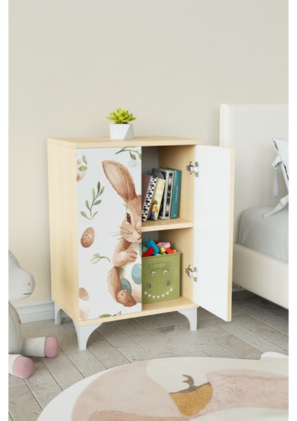 Pretty Rabit 2 Raflı Çocuk Odası Dolabı Çok Amaçlı Baskılı Oyuncak Dolabı fiyatları