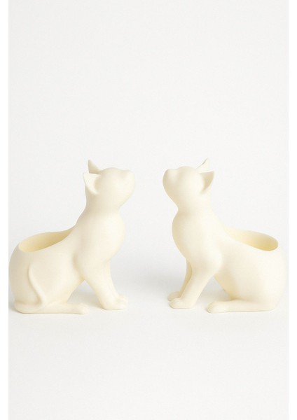 Kedi Figürlü Sukulent & Kaktüs Saksı 2'li Dekoratif Kirpi Saksı Seti fırsatları