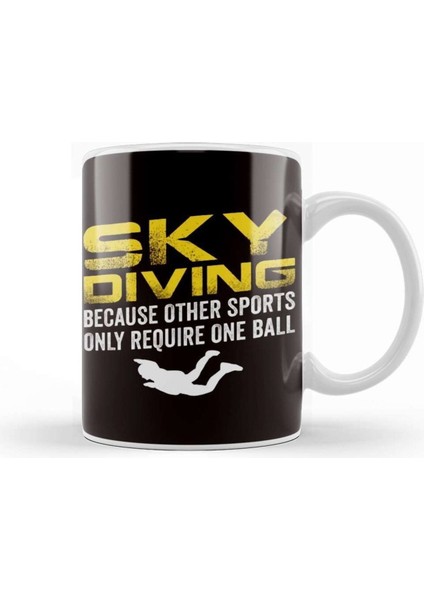 Beyaz Porselen Paraşüt Temalı Kupa, Havalı ve Şık Tasarım