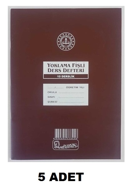 10 Derslik Yoklama Fişli Sınıf Defteri (5 Adet)