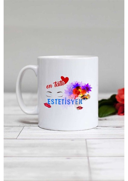Tatlı Estetisyen Kupa Bardak, Beyaz, Şık ve Kullanışlı, Hediye Için Ideal