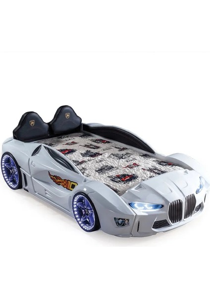 Gtm Full Arabalı Yatak Kumandalı Işık ve Ses Sistemli Çocuk Karyolası Beyaz modelleri