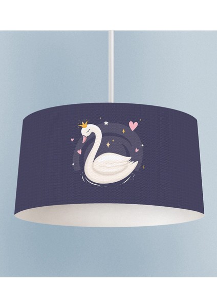 Lacivert Kuğu Desenli Çocuk Odası Sarkıt Avize, Şık ve Sevimli Aydınlatma Seçeneği