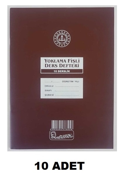 10 Derslik Yoklama Fişli Sınıf Defteri (10 Adet)
