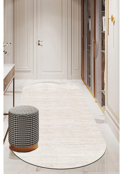 Yolluk Halı – Kaymaz Tabanlı, Yıkanabilir, Yumuşak Dokulu, Şık ve Dayanıklı Tasarım (Oval Milat Bej Saçaksız)