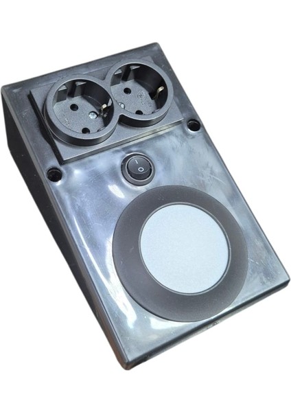 Pastik Tezgah Altı LED Armatür Çift Priz Sistemli Siyah Renk (Beyaz Işık)