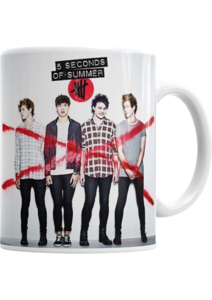 Sevimli Porselen Kupa Bardak, 5sos 5 Seconds Of Summer Temalı Tasarım
