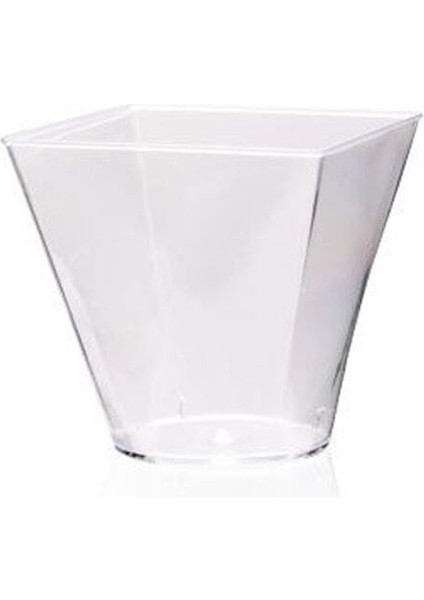 Şeffaf Mini Kare Kase 120 ml 25'li Paket, Turuncu Renkli, Kullanışlı ve Dayanıklı Ürün.