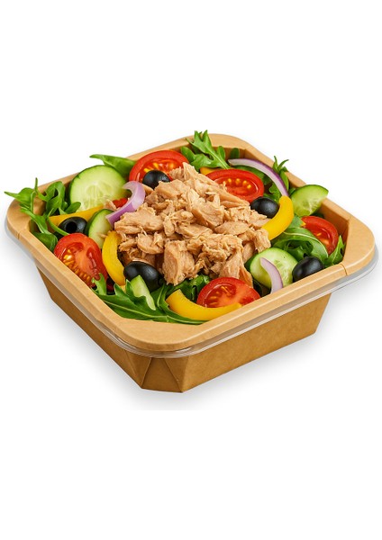 750 cc Kraft Karton Organik Kare Salata Kasesi Kapaklı Bowl 10 Adet fiyatları