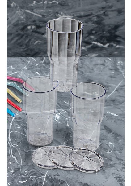 18 Parça Bardak Seti 6 Kişilik - Lüks 6'lı Kristal Bardak ve Renkli Pipet Seti (Cam Değildir) fırsatları