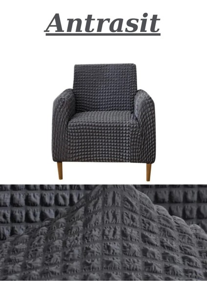 Esnek Lastikli Tek Kişilik Gri Koltuk Örtüsü, Rahat ve Şık Koruma Sağlar