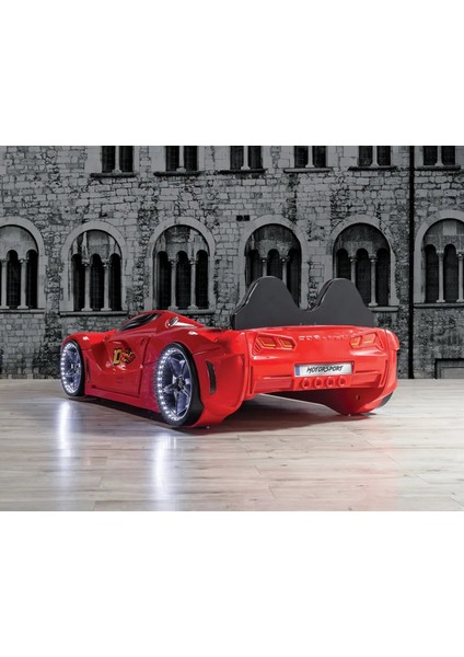 Gtm Full Arabalı Yatak Kumandalı Işık ve Ses Sistemli Çocuk Karyolası Kırmızı modelleri