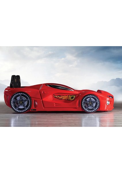 Gtm Full Arabalı Yatak Kumandalı Işık ve Ses Sistemli Çocuk Karyolası Kırmızı indirimleri