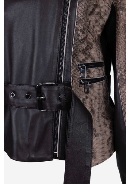 Kadın Hakiki Deri Kahverengi Deri Mont 616 Z-4089-A Bn Derımont Y25 Kahve Pıton modelleri