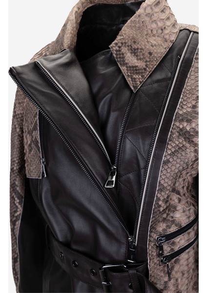 Kadın Hakiki Deri Kahverengi Deri Mont 616 Z-4089-A Bn Derımont Y25 Kahve Pıton indirimleri