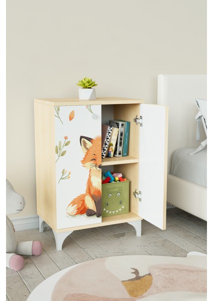 Foxie 2 Raflı Çocuk Odası Dolabı Çok Amaçlı Baskılı Oyuncak Dolabı fiyatları