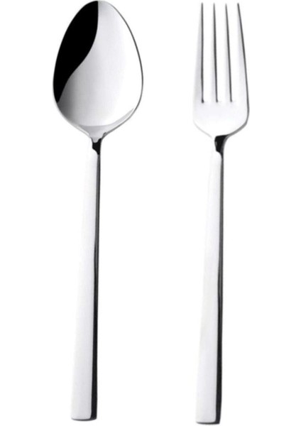 12 Parça Tatlı Seti, 6 Tatlı Kaşık ve Çatal, Metalik Şıklık