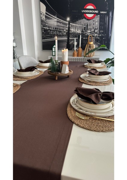 Kahverengi Pamuklu Uzun Temiz ve Şık Runner, Ev ve Ofis Dekoruna Uygun