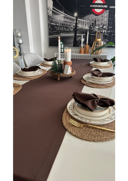 Kahverengi Pamuklu Uzun Temiz ve Şık Runner, Ev ve Ofis Dekoruna Uygun