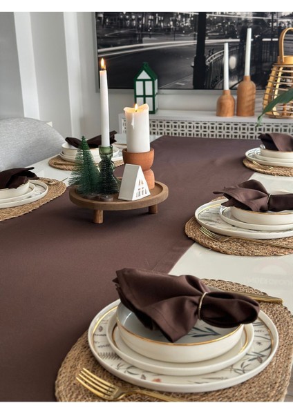 Kahverengi Pamuklu Uzun Temiz ve Şık Runner, Ev ve Ofis Dekoruna Uygun