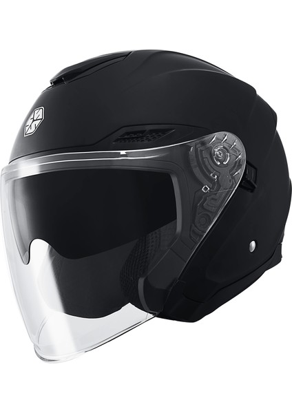 OF-669 Mat Siyah Yarım Kask (Güneş Vizörlü)