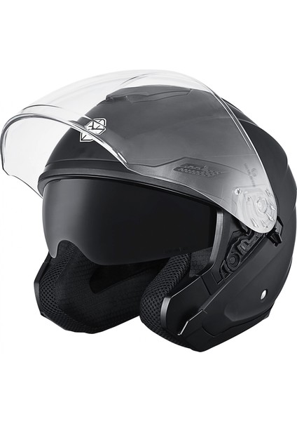 OF-669 Mat Siyah Yarım Kask (Güneş Vizörlü) fiyatları