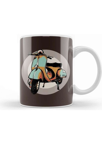 Beyaz Vespa Scooter Porselen Kupa Bardak, Şık ve Kullanışlı Tasarım