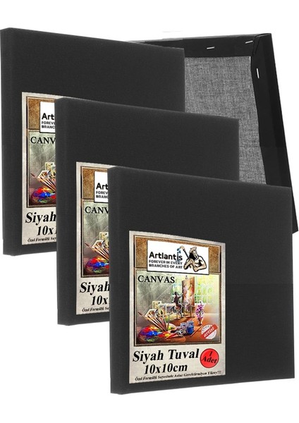 Siyah Tuval 10X10 cm 3 Adet Astarlı Kare Tuval Resim Tuvali Siyah 10*10 cm Tual Akrilik Yağlı Boya Için Ideal