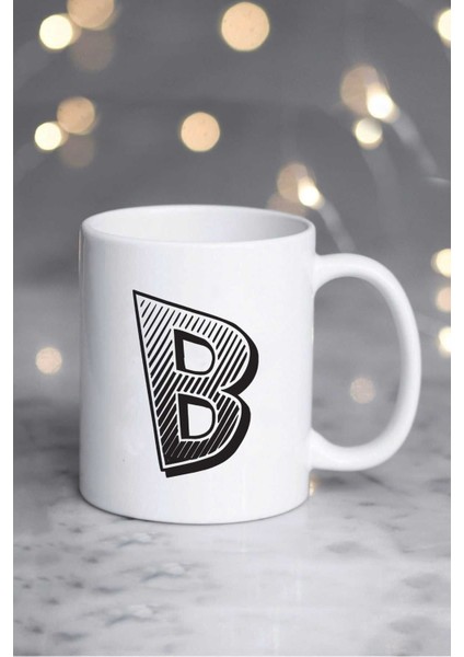 B Harfi ile Tasarlanmış Şık Beyaz Kupa Bardak fiyatları
