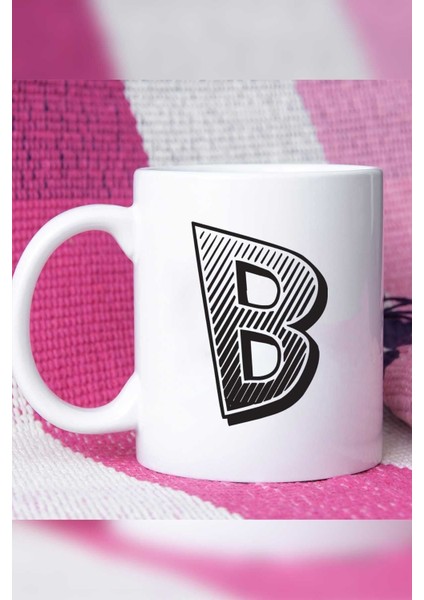 B Harfi ile Tasarlanmış Şık Beyaz Kupa Bardak modelleri