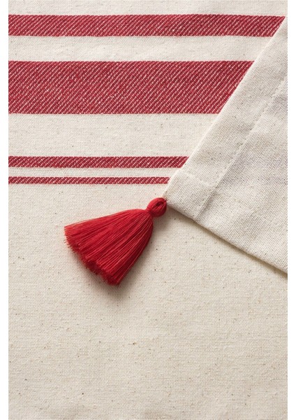 Kırmızı Çizgili Püsküllü Masa Örtüsü 160X220 Cm, Şık ve Zarif Tasarım modelleri