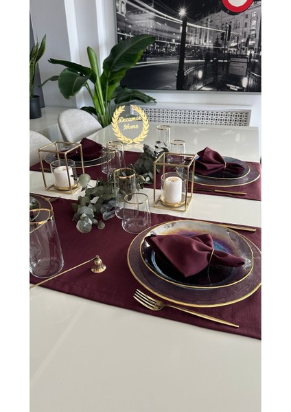 6'lı Keten Dokulu Mürdüm Peçete, Leke Tutmaz, Şık ve Kaliteli Kumaş Seti modelleri