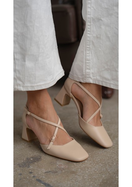 Gorter Bej Hakiki Deri Topuklu Ayakkabı modelleri