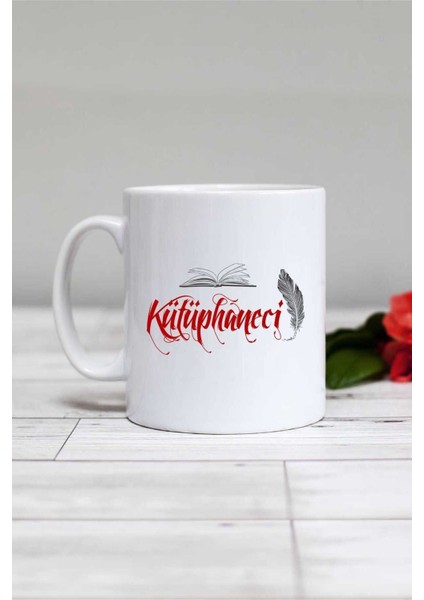 Beyaz Kütüphaneci Temalı Kupa Bardak, Şık ve Kullanışlı Tasarım