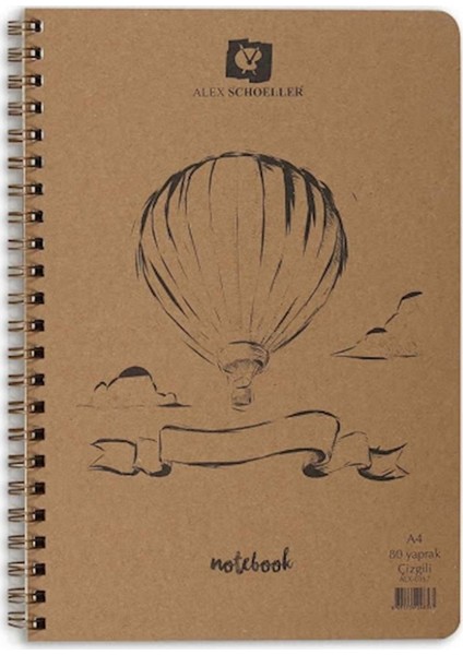 A5 80yp Kraft Kapaklı Not Defteri Çizgili / ALX.03