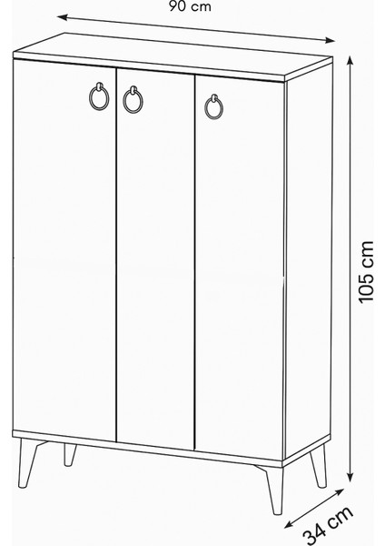 Sinbo Ayakkabılık Beyaz 3 Kapaklı Raflı Yüksek Ayaklı Ayakkabı Dolabı 90x34x105 Cm modelleri