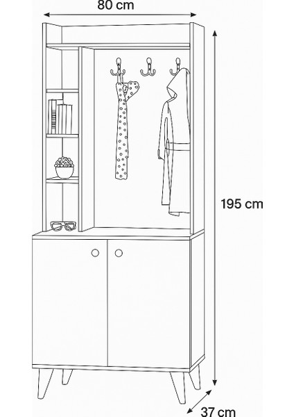İnci Portmanto Askılıklı Beyaz Raflı Çok Bölmeli 2 Kapaklı Yüksek Ayaklı Portmanto 80x37x195 Cm modelleri